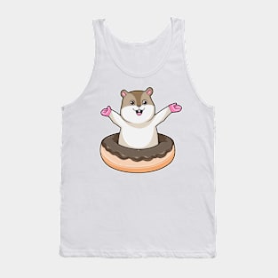 Hamster with Chocolate Donut Tank Top